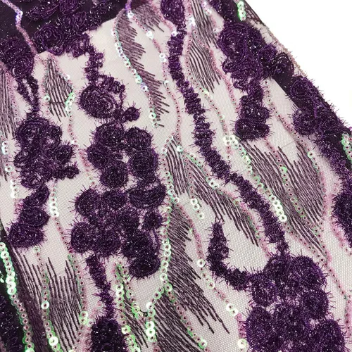 Vista 2 de Tela de encaje de lentejuelas elegante bordado floral africano encaje purpurina nigeriana tul red para coser vestido de novia, 5 yardas, verde