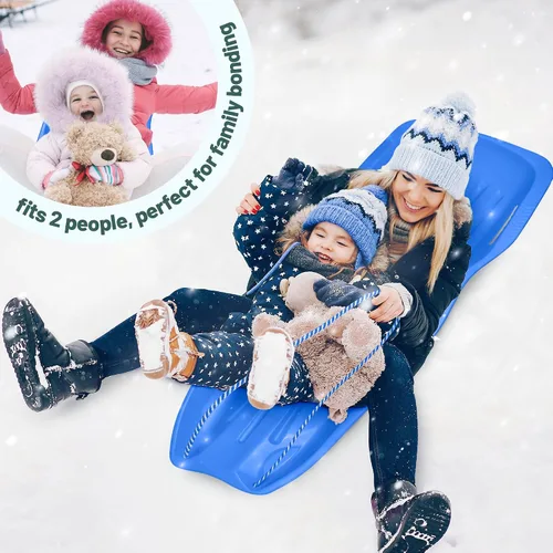 Vista 7 de Slippery Racer Downhill Xtreme Flexible Adults and Kids Plastic Toboggan Snow Sled for up to 2 Riders with Pull Rope and Handles