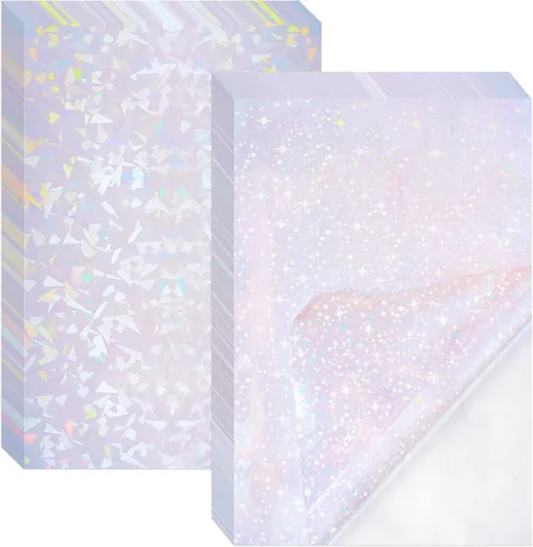 Vista 8 de Bylion 2 tipos de laminación de superposición holográfica transparente de vinilo A4 autoadhesivo, impermeable, adhesivo de lámina de vinilo, 20