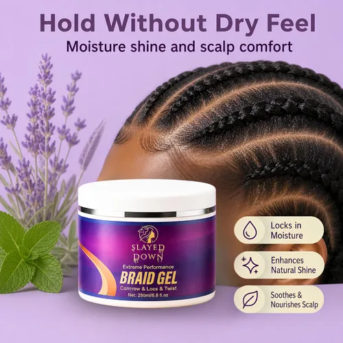 Vista 3 de Gel de trenzado para todo el día para trenzar cabello, cornrows, rastas, cerraduras y giros, sin escamas, control de bordes de larga duración, gel
