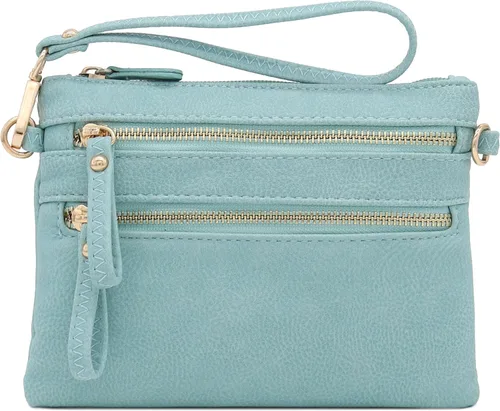 Vista 23 de Bolso de hombro cruzado con múltiples bolsillos y cremallera y correa de muñeca pequeña
