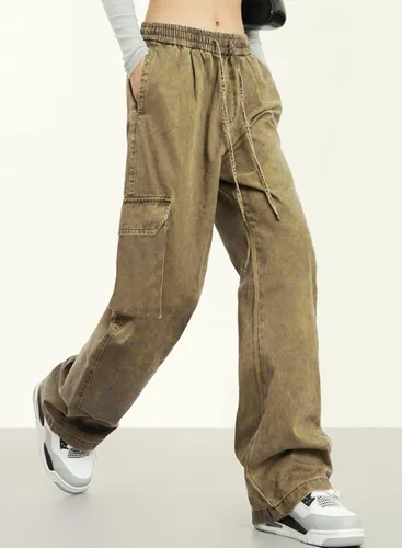 Vista 2 de Dokotoo Pantalones cargo de cintura alta y pierna ancha para mujer, con 6 bolsillos, holgados, informales, de combate, militares