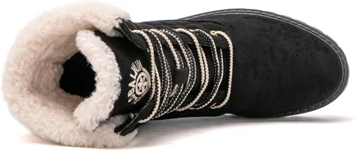 Vista 6 de GLOBALWIN Botas de tobillo acolchadas para mujer, botas de combate de moda, con cordones, tacón bajo, botines de piel cálida para mujer