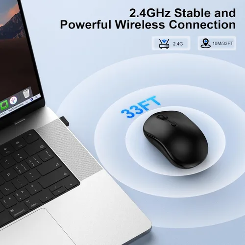 Vista 2 de Ratón inalámbrico para computadora portátil, 2.4 GHz, mouse inalámbrico para computadora, oficina, hogar, con receptor USB A para HP Dell Lenovo