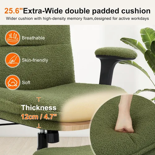 Vista 6 de IWMH Silla de oficina con patas cruzadas con reposabrazos abatibles para Verde