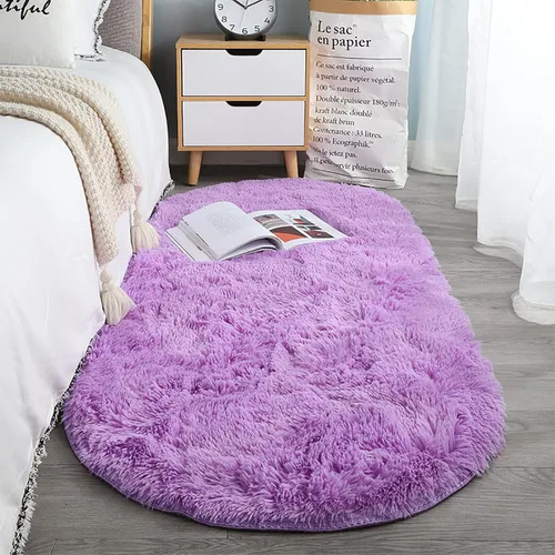 Vista 17 de ZZenSmot Alfombra ovalada y esponjosa, alfombra de noche de felpa suave, color liso, para dormitorio, sala de estar, color rosa, 63 x 24 pulgadas