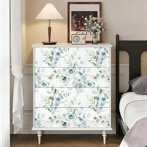 Vista 7 de Floralplus Papel tapiz autoadhesivo de hojas de eucalipto bohemio para baño, apto para inquilinos, papel tapiz extraíble, papel adhesivo adhesivo