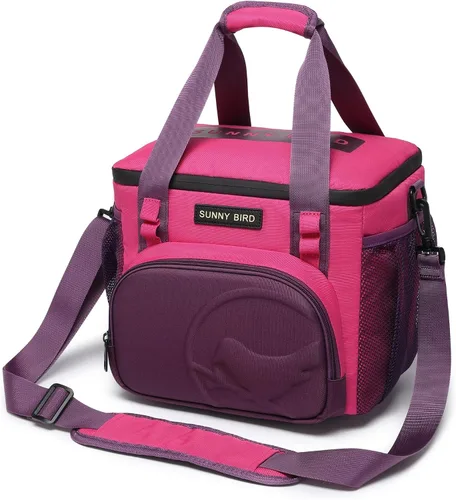 Vista 15 de SUNNY BIRD Lonchera térmica grande de 12 litros, a prueba de fugas y plegable, para mujeres adultas y hombres, se adapta a 18 latas (Negro 01)