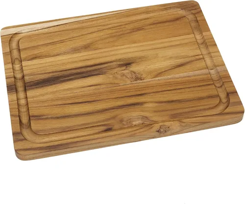 Vista 8 de Lipper International Tabla de cortar y servir de cocina de madera de teca con veta de borde, grande, 16" x 12" x 3/4" pulgadas
