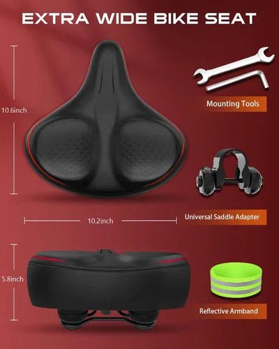 Vista 6 de Bicycle Seat for Men Women Comfort Extra Wide, Noseless Bike Seats for Peloton Seat, Most Comfortable Saddles for E Bike, Stationary, Exercise