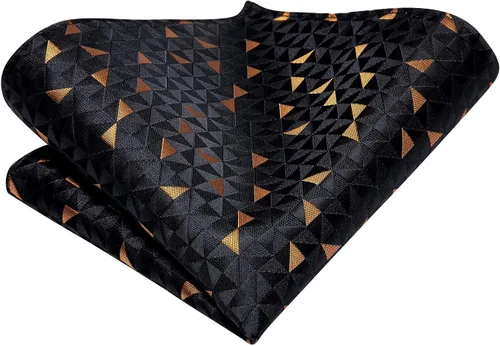 Vista 109 de Hi-Tie Corbatas de seda para hombre, diseño de cachemira a rayas, con bolsillo, gemelos cuadrados, conjunto formal de negocios