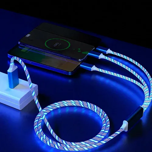 Vista 9 de AYI 3 combinaciones de múltiples puertos USB A a USBC Micro PD cable de carga rápida iluminado flujo de corriente compatible con casi todos