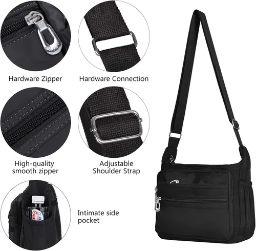 Vista 4 de Bandolera para mujer, impermeable, bolsa de hombro, bolsa de mensajero, casual, bolso de nylon, bolso de mano
