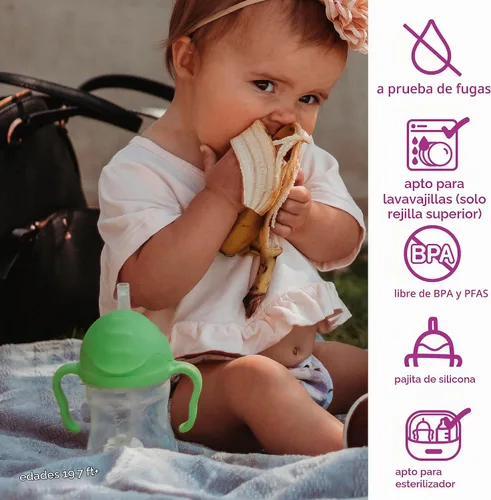 Vista 3 de b.box Vaso para beber con popote abatible, bebe desde cualquier ángulo, popote pesado, a prueba de derrames, a prueba de fugas y de fácil agarre