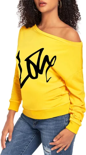 Vista 4 de AM CLOTHES Sweatshirt for Women Off The Shoulder Tops Long Sleeve Sweatshirts Oversized Sweaters Shirts