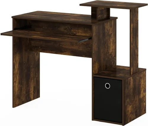 Vista 8 de Furinno Econ Escritorio para Ordenador de Oficina, Pino Ámbar/Negro