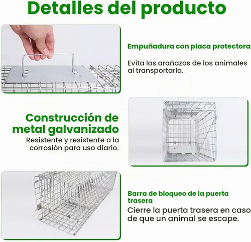 Vista 3 de Jaula de trampa para animales vivos de 23,3" plegable resistente