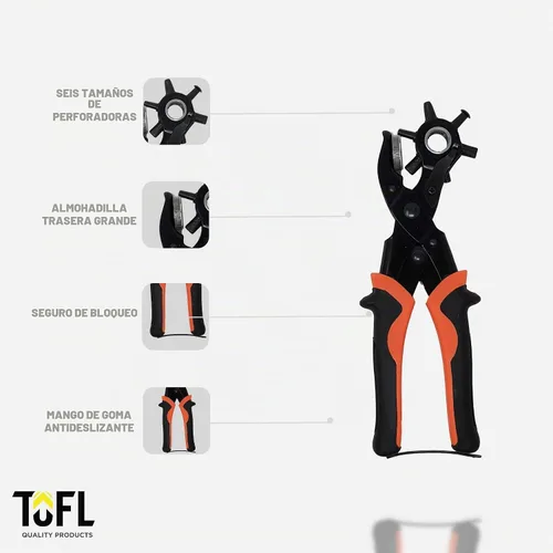 Vista 2 de TOFL - Perforadora giratoria de cuero para cinturones, correas, collares