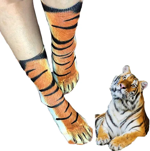 Vista 3 de Divertidos calcetines de patas de animales, calcetines novedosos locos 3D de pata de gato y perro, calcetines de Halloween para mujeres y hombres