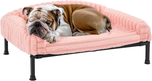 Vista 14 de Veehoo Cama elevada para perros con cojín de cojín, sofá cama de felpa esponjosa para perros pequeños, gatos, cuna elevada lavable para mascotas