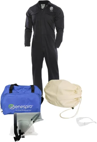 Vista 3 de Enespro ArcGuard, CAT 2, 12 Calorie, Arc Flash Suit Kit with FR Coverall, Face Shield, and Balaclava