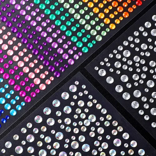 Vista 3 de 1600 piezas de gemas faciales autoadhesivas de 3/4/5/6 mm para mujeres, gemas para el cabello, joyas faciales, diamantes, purpurina facial