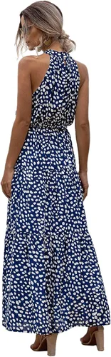 Vista 2 de Floerns - Vestido largo para mujer sin mangas con cuello halter estilo vintage estampado floral
