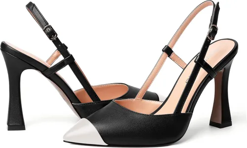 Vista 6 de WAYDERNS Zapatos de tacón alto para mujer, con correa de tobillo mate, con hebilla de moda, 4 pulgadas
