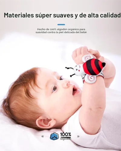 Vista 2 de Infinno Juego de calcetines con sonajero y brazalete para bebés de alto contraste, juguetes sensoriales ideales para bebés recién nacidos de 0 a 12