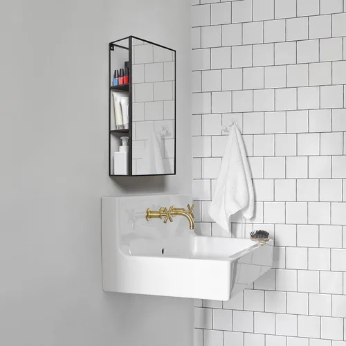 Vista 8 de Umbra Cubiko - Armario de almacenamiento rectangular de metal negro de 24 x 12 pulgadas con 3 estantes