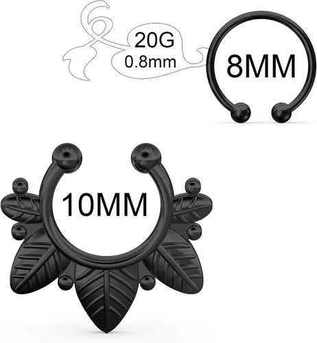 Vista 3 de SCERRING Aros falsos para tabique nasal, circonita cúbica transparente, no perforada, gancho para nariz, septum, piercing para el cuerpo, joyería