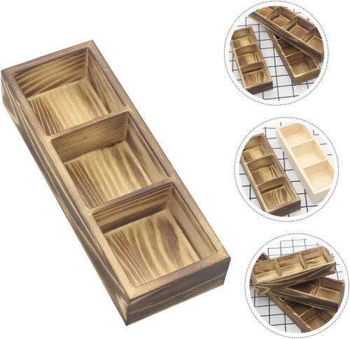 Vista 9 de Caja de almacenamiento de madera de 3 compartimentos para bolsas