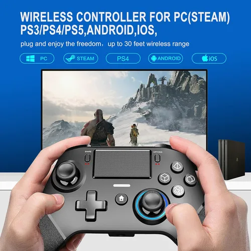 Vista 2 de Controlador inalámbrico Pro para PS4PS4 SlimPS4 Pro compatible con PC vapor Android e iOS MAC con botones traseros turbo vibración joystick de juego