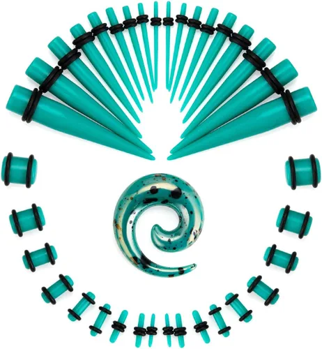Vista 2 de JDXN - Juego de 52 piezas de medidores acrílicos en espiral para túneles y tapones 14G-00G Iniciador de extensión de oreja