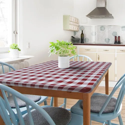 Vista 14 de Sorfey Mantel ajustado con elástico, vinilo con parte trasera de franela, se adapta a mesa de 24 x 48 pulgadas, rectangular, a prueba de agua, fácil