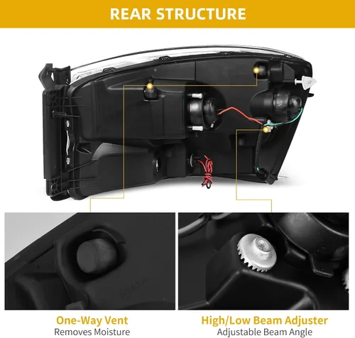 Vista 4 de DWVO Conjunto de faros delanteros de proyector LED DRL compatible con Dodge Ram 1500 2500 3500 de repuesto para Dodge Ram 2006 2007 2008 2009 lado