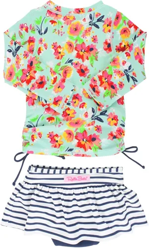 Vista 6 de RuffleButts - Conjunto de traje de baño de 2piezas con protección solar SPF50+ para niñabebé, bikini con camiseta de protección anti-brotes