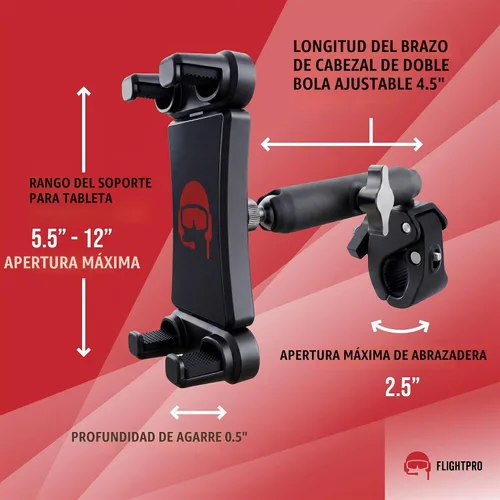 Vista 3 de FlightPro ProAviator - Soporte de yugo para iPad Pro, Mini, teléfonos