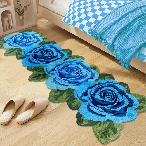 Vista 8 de USTIDE Tapete de baño de rosa esponjoso de 23.6 x 35.4 pulgadas, tapete de baño antideslizante para baño, cocina, sala de estar o dormitorio