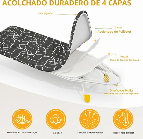 Vista 5 de Tabla de planchar pequeña de 12 x 38 pulgadas, tabla de planchar pequeña con base de metal de malla, mini tablas de planchar de mesa que ahorran