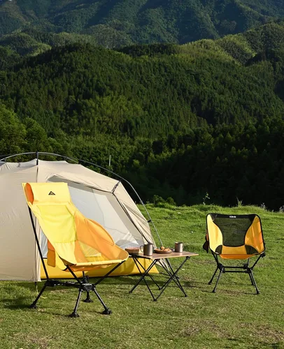 Vista 13 de iClimb - Mesa de camping ultraligera y compacta plegable con bolsa de transporte (color negro - L) con bolsa de transporte, para camping