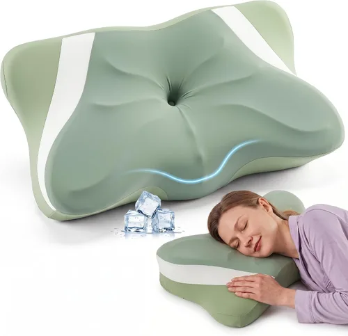 Vista 16 de Sweetcrispy Almohada cervical para cuello y hombro, almohadas ergonómicas de espuma viscoelástica, contorno lateral para adultos, soporte ortopédico