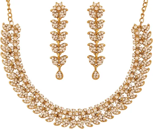 Vista 13 de Touchstone Conjunto de joyas de boda india, collares tradicionales de oro para mujer, conjuntos de diamantes de imitación de declaración hollywood 1