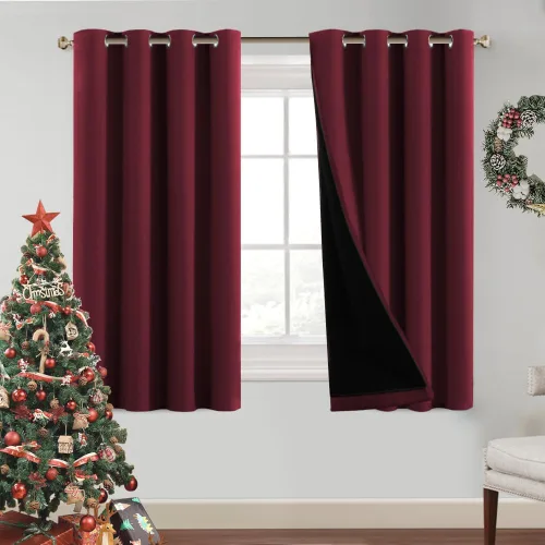 Vista 35 de PrinceDeco Cortinas 100% opacas de 54 pulgadas de largo, completamente opacas, tratamiento de ventanas, cortinas forradas con aislamiento térmico