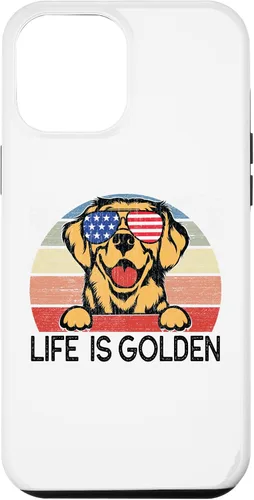 Vista 10 de Carcasa dorada para iPhone 12 mini Golden Retriever Dogs Life is Golden