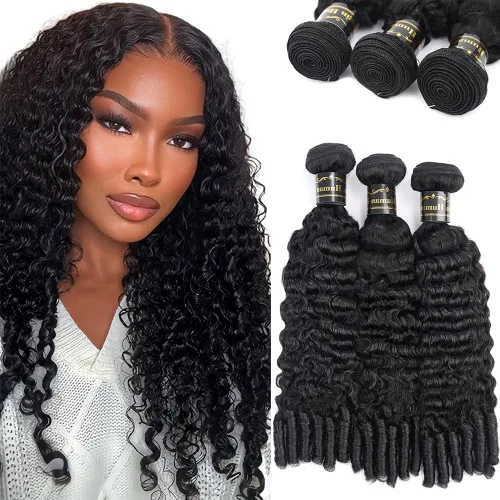 Vista 17 de Amella Paquetes de cabello humano rizado birmano con extremo en espiral de 14 pulgadas, 3C4A, 100% sin procesar, virgen, birmano, extensiones