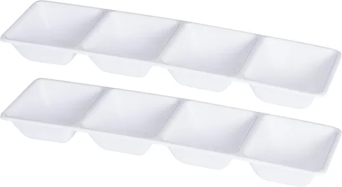 Vista 8 de Plasticpro Bandeja de servir de plástico rectangular de 4 secciones/platillo (2, Negro)