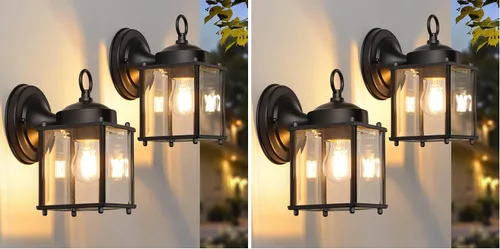 Vista 15 de Farol de pared para exteriores, aplique de pared impermeable de chocolate oscuro exterior, lámpara de pared para puerta delantera con vidrio