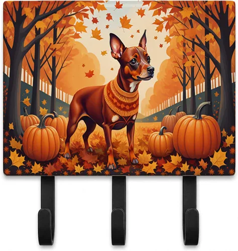 Vista 76 de Affenpinscher - Correa de otoño o llavero Affenpinscher Fall artwork on ceramic tile with three steel hooks for keys, leashes, towels