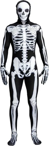 Vista 3 de Spooktacular Creations Body de esqueleto de huesos de Halloween, disfraz para hombre con capucha de esqueleto